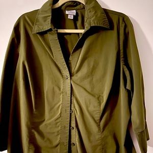 Worthington Womens 1x Army Green Blouse